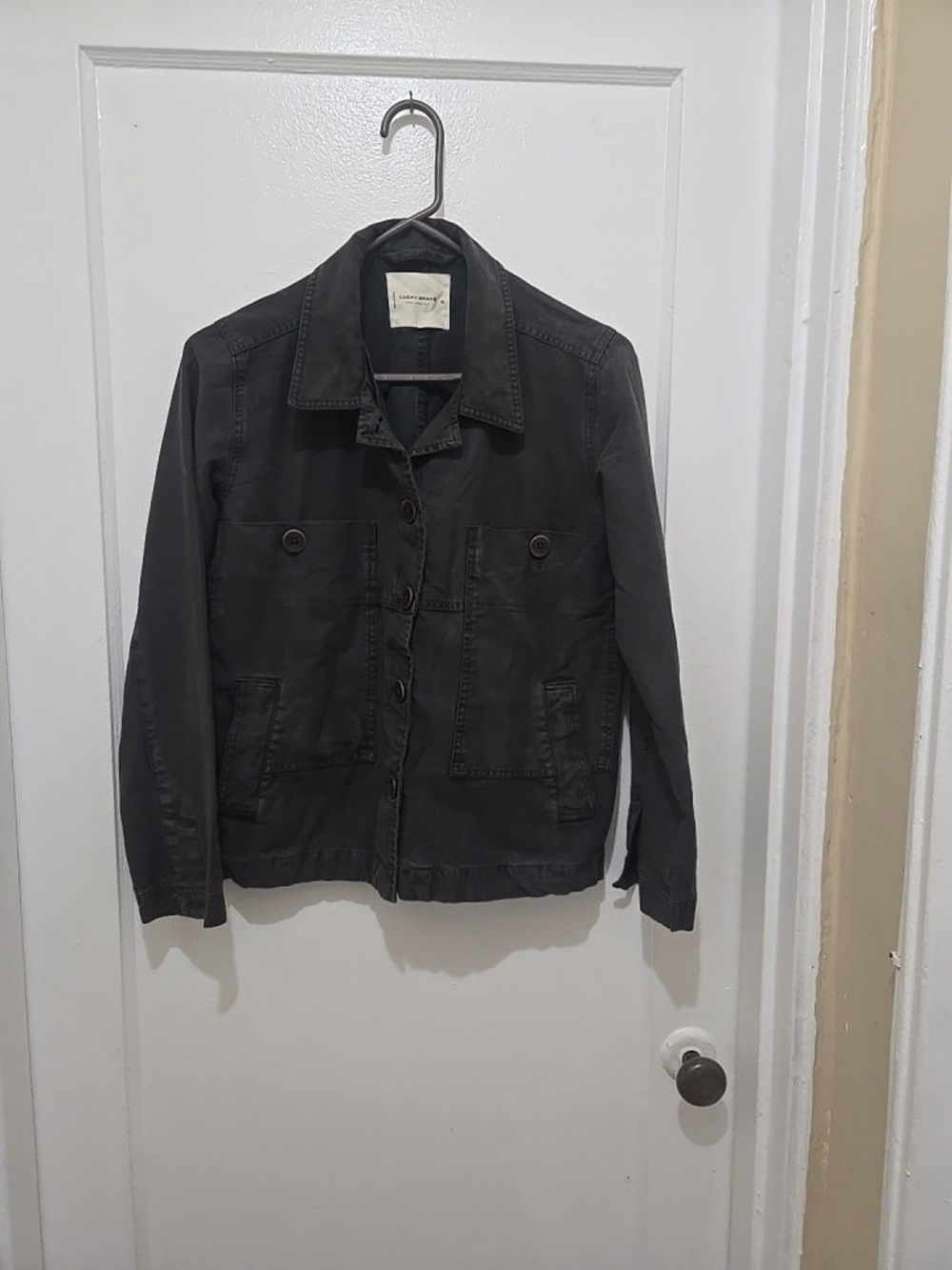 Lucky Brand Gray Cotton Military Field Jacket